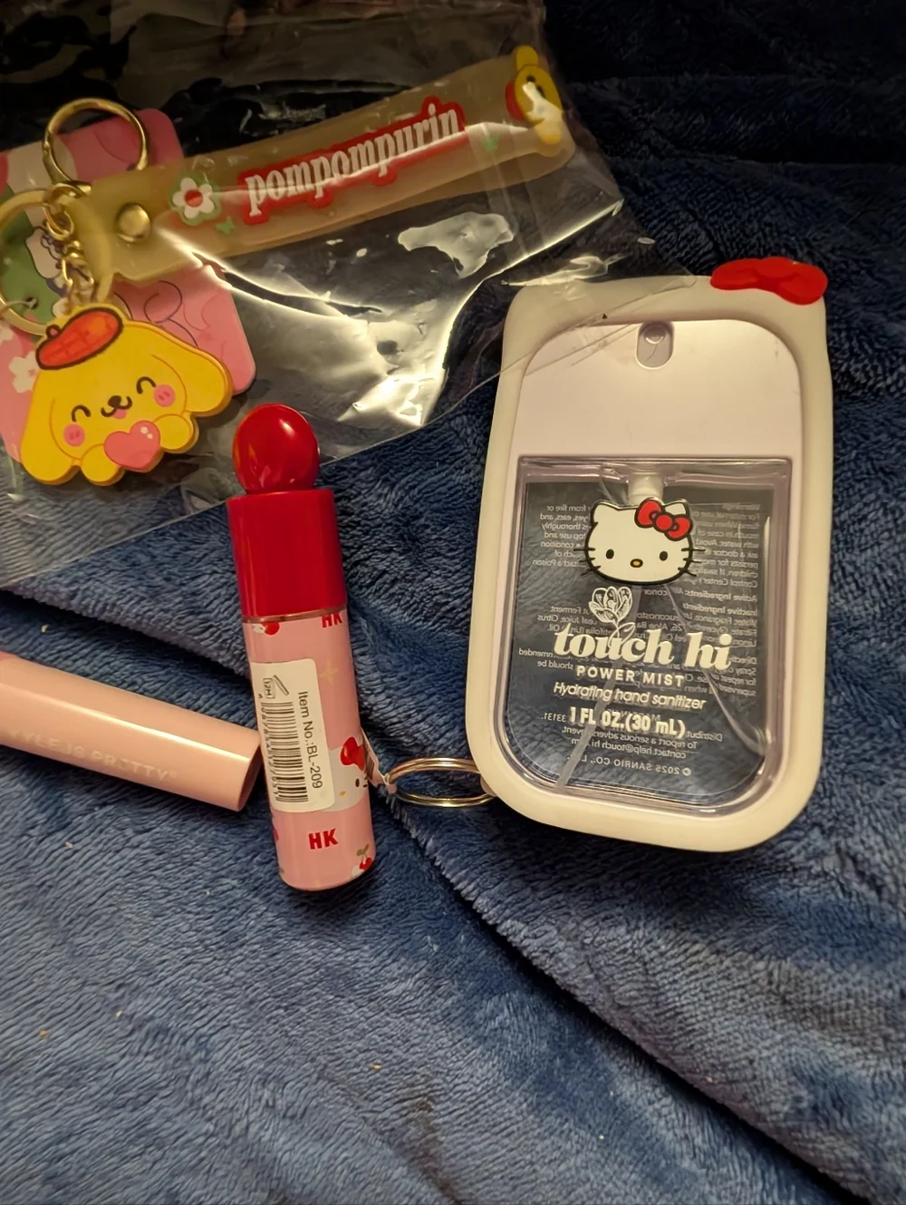 Hello Kitty Black Pouch with Red & Pink Character Accessories Bundle